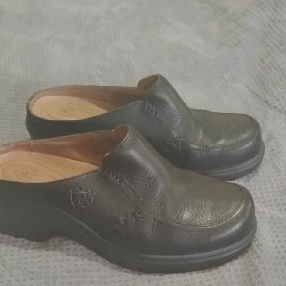 Black Leather Clogs